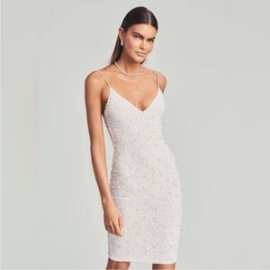 Retrofete Billie Sequin Crystal Embellished Dress size Large NWT White